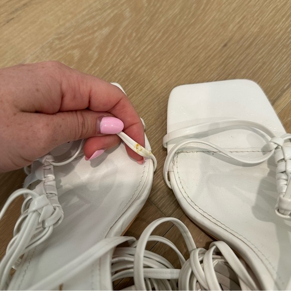 Lulus Zindy White Lace-up High Heel Sandals Womens 6.5 Wedding Formal Bride Bach - Picture 9 of 13